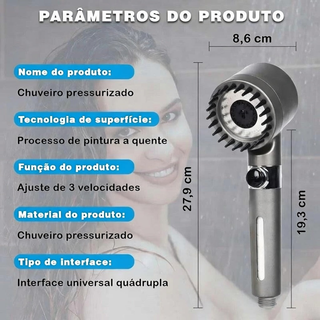 Chuveirinho alta pressão - Filtra - 3 Modos - Economico - Zonix