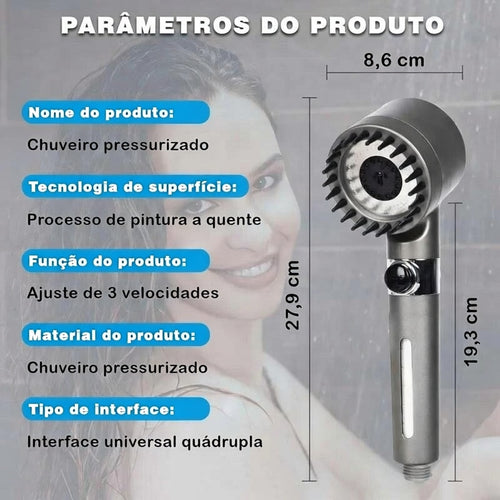 Chuveirinho alta pressão - Filtra - 3 Modos - Economico - Zonix