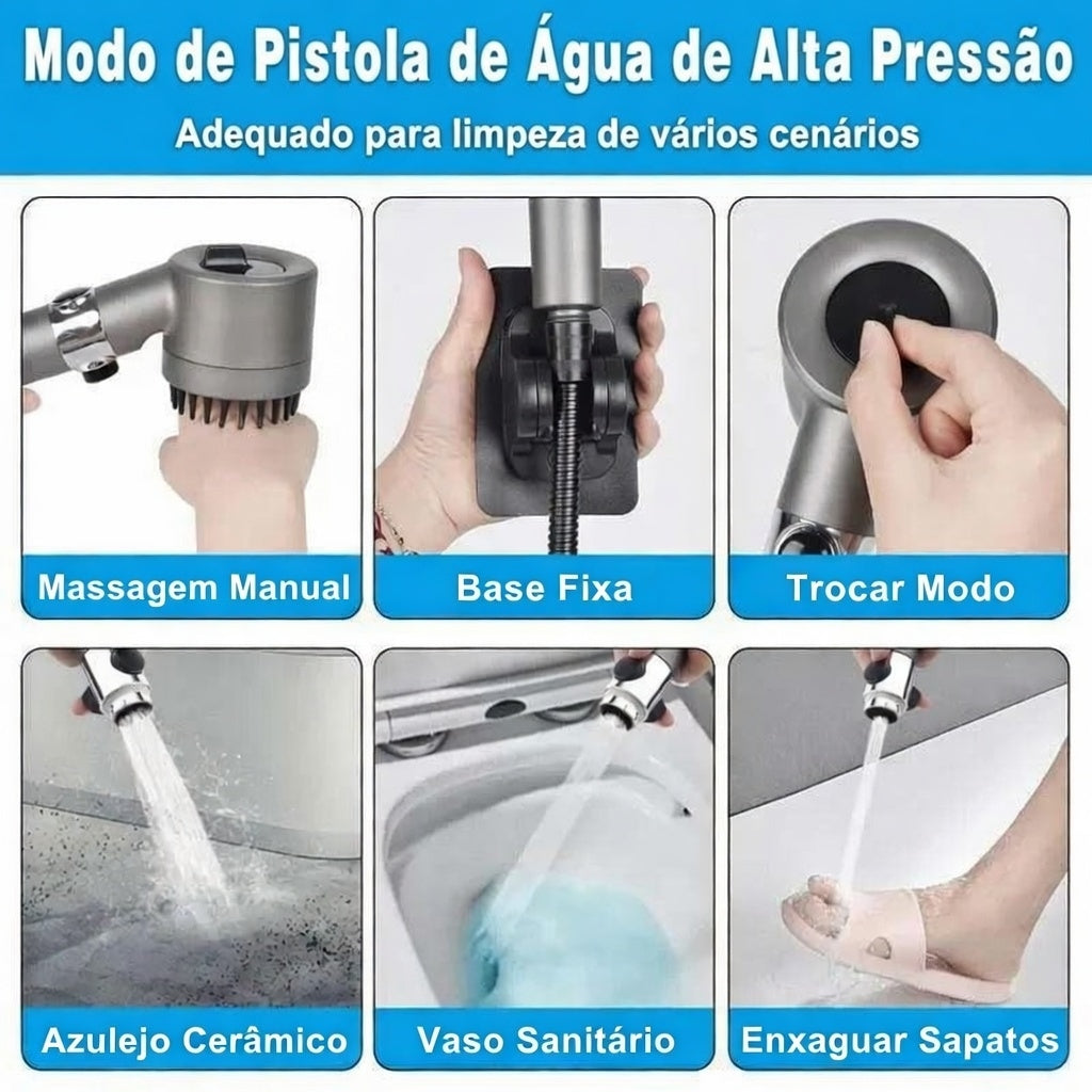 Chuveirinho alta pressão - Filtra - 3 Modos - Economico - Zonix